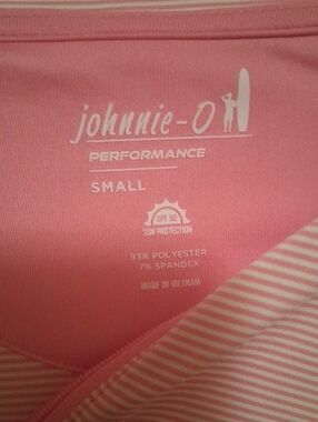 johnnie-O Pink Performance Hoodie with White Stripe Accent